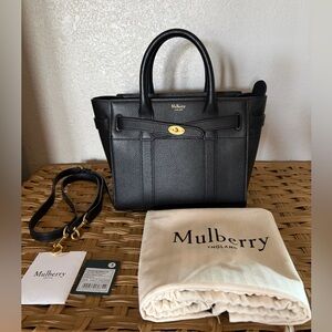 Mulberry Mini Zipped Bayswater - Black Small Classic Grain